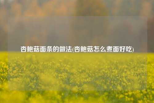 杏鲍菇面条的做法(杏鲍菇怎么煮面好吃)