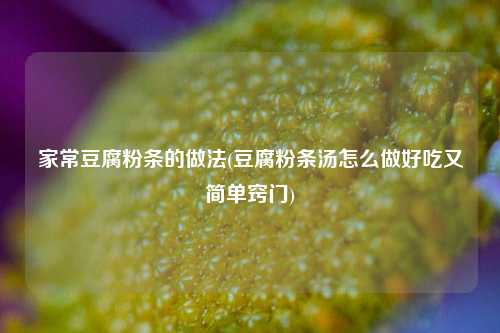 家常豆腐粉条的做法(豆腐粉条汤怎么做好吃又简单窍门)