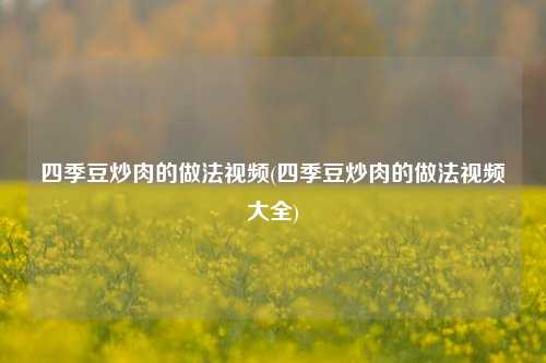 四季豆炒肉的做法视频(四季豆炒肉的做法视频大全)