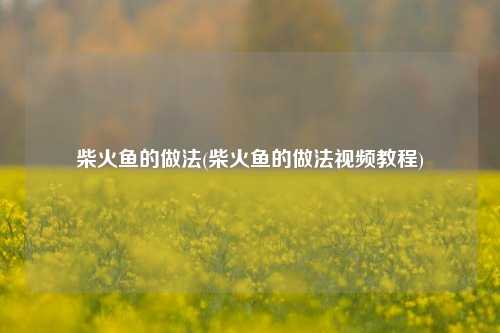 柴火鱼的做法(柴火鱼的做法视频教程)